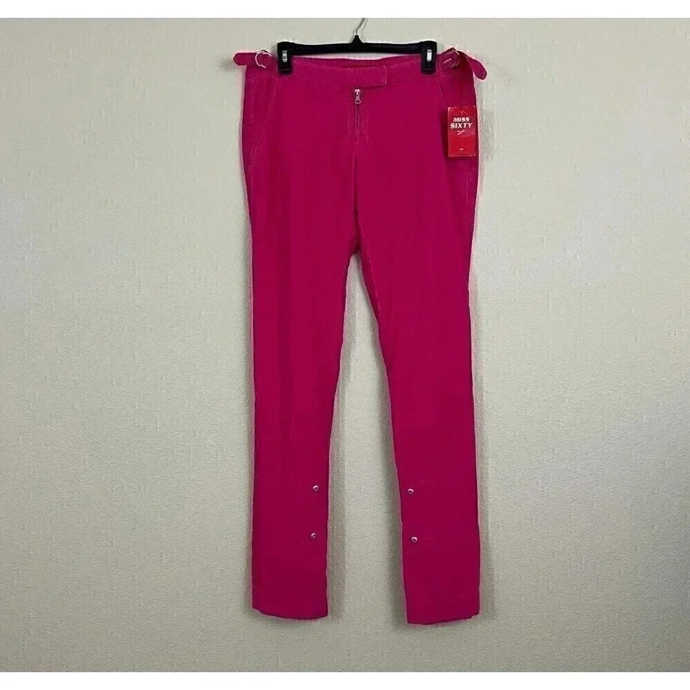 Miss Sixty Womens Easy Oliver Trousers Corduroy Pants Sz 29 Y2K Barbiecore Long